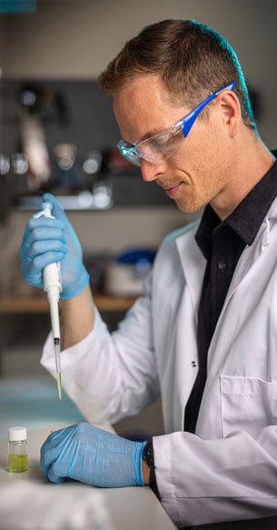 Cedrik Wiberg, Rivus founder, in the lab